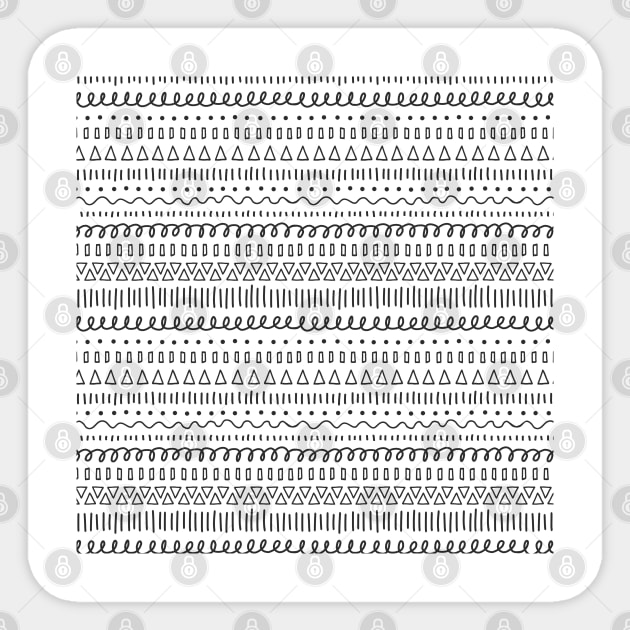 Doodle Rows Black On White Sticker by Sandra Hutter Designs